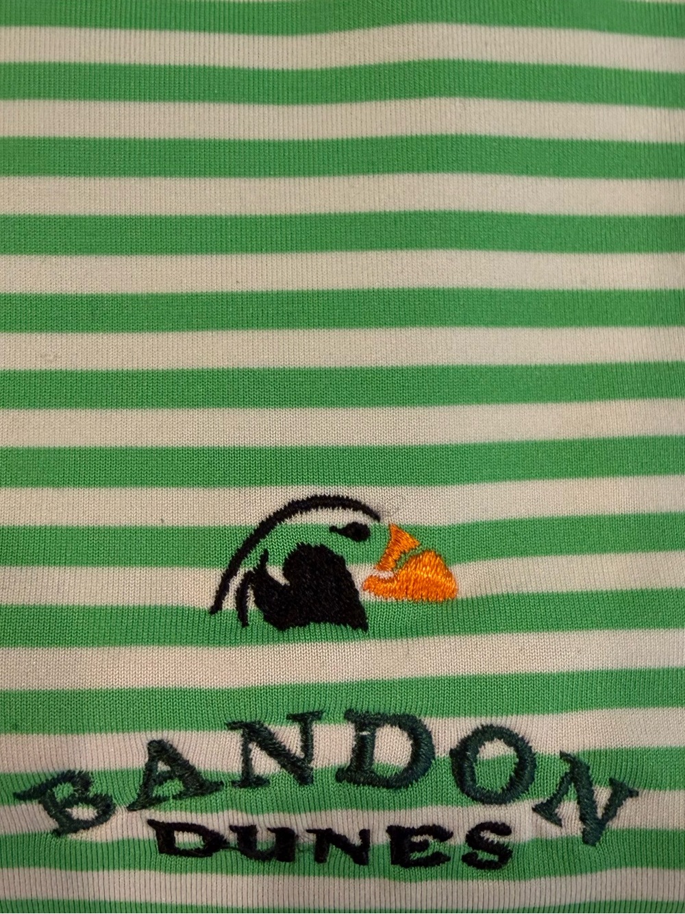 BANDON DUNES Peter Millar Summer Comfort Golf Polo Shirt Striped Green/White